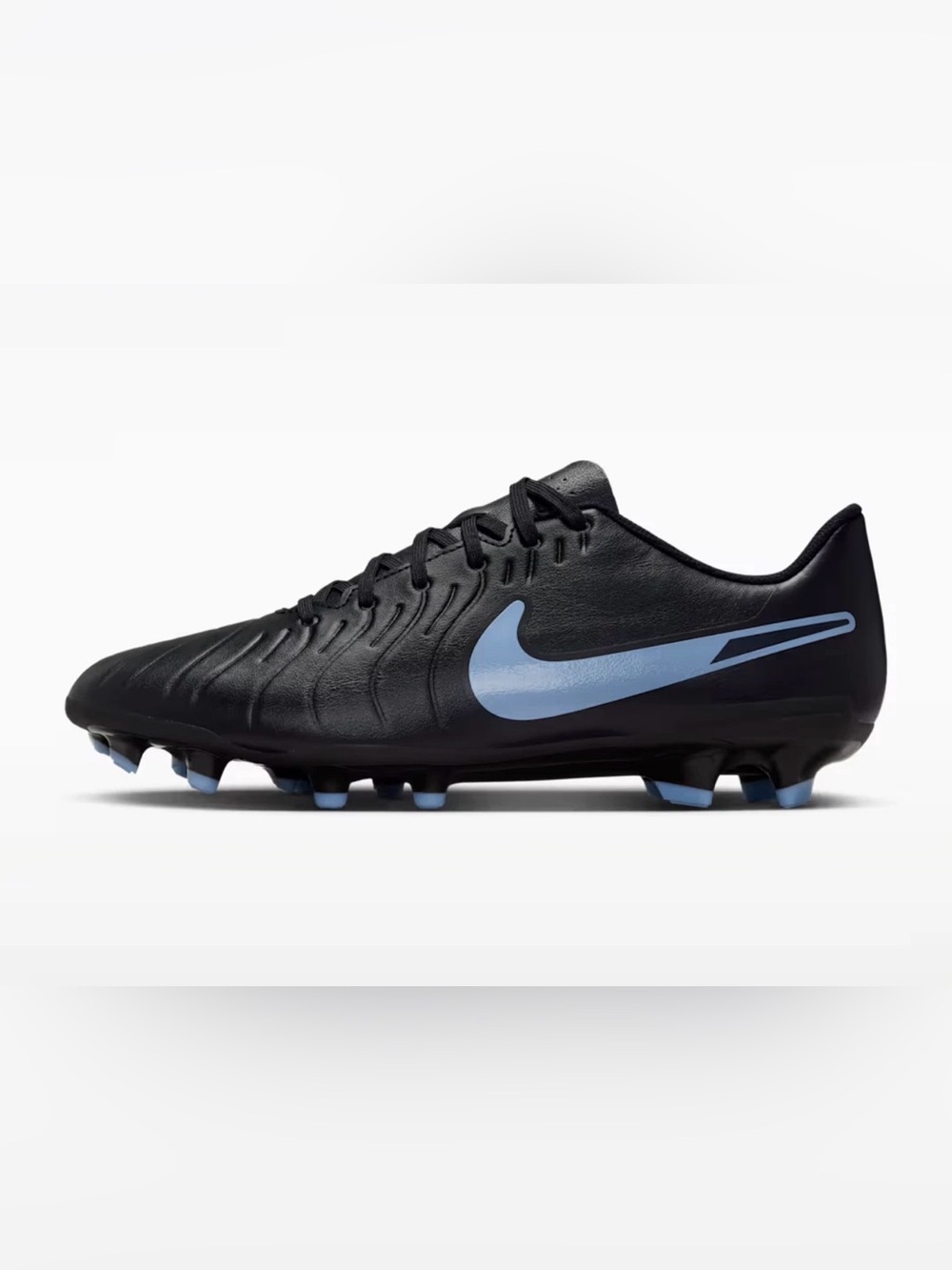 Nike Men’s Black Soccer Cleats with Light Blue Swoosh Accents